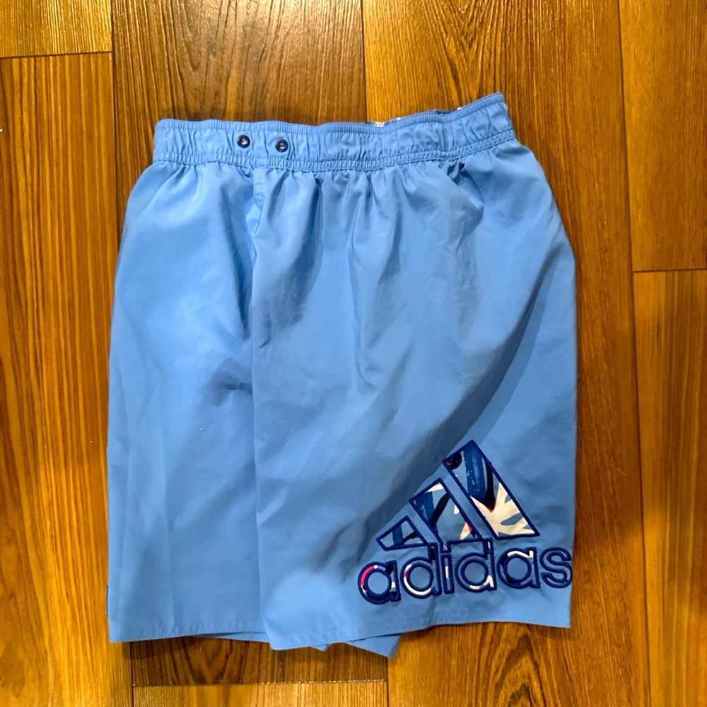 Adidas Blue Athletic Shorts Lightweight Elastic Waist